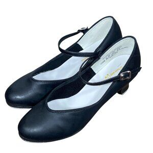 DANCING FAIR Women's Tap Shoes Mary Jane Leather Black Sz 7 Style 128B EUC